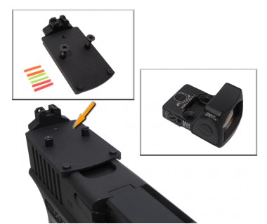 Glock series (T.Marui, WE) CNC Aluminium RMR Fiber Optic High Rear Sight